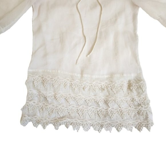 Mario Rerio Off-white Sheer Tunic Top Size Small - Picture 5 of 12